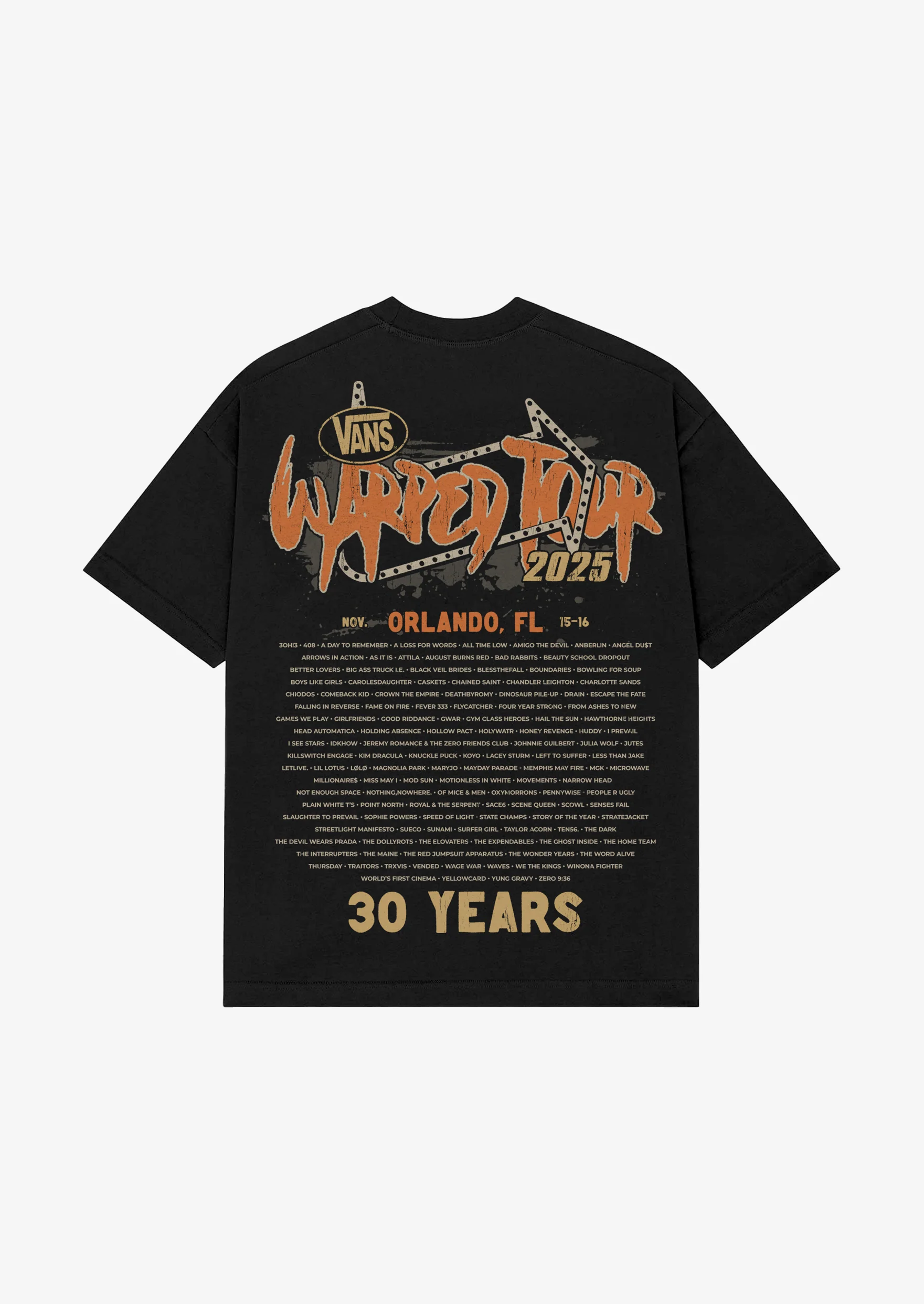 Vans Warped Tour Orlando Official Lineup Tee
