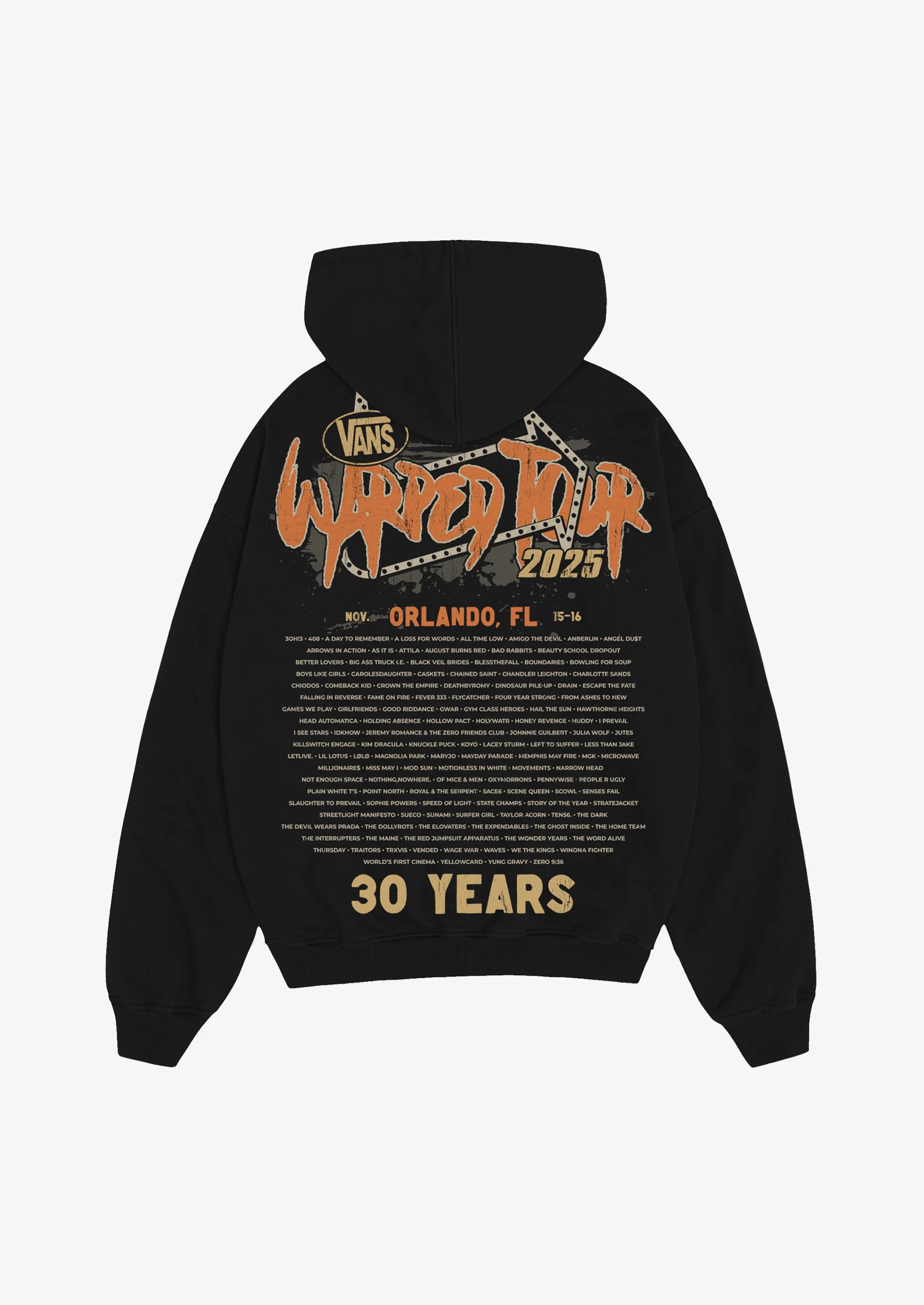 Vans Warped Tour Orlando Official Lineup Zip Up Hoodie